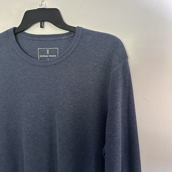 Mutual Weave Shirt Blue Men’s Sz LT Casual Cotton Blend Long Sleeved Crew Neck - Picture 2 of 9